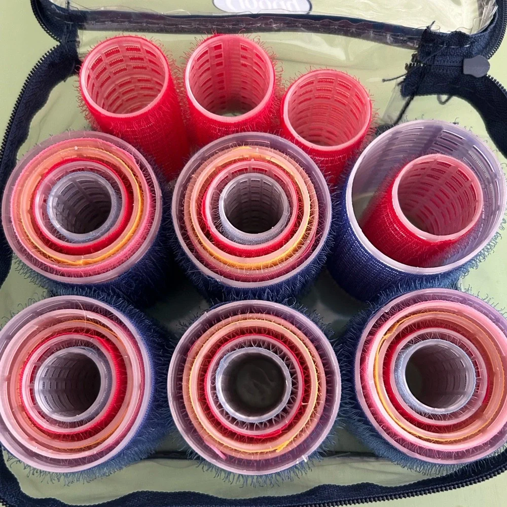 Vintage Goody Self Holding Rollers Red Pink